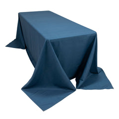 90x132" Polyester Rectangular Tablecloth – Denim Blue with Seamless Faux Denim Design for Stylish Gatherings