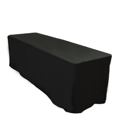 8ft Scuba Rectangular Fitted Tablecloth Black – Wrinkle-Free, Stain Resistant
