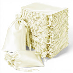 60 Pack 5"x7" Yellow Satin Drawstring Wedding Party Favor Gift Bags