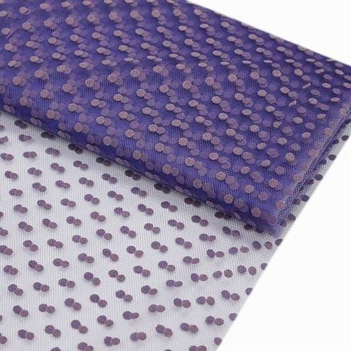 60"x10 Yards Purple Polka Dot Tulle Fabric Bolt