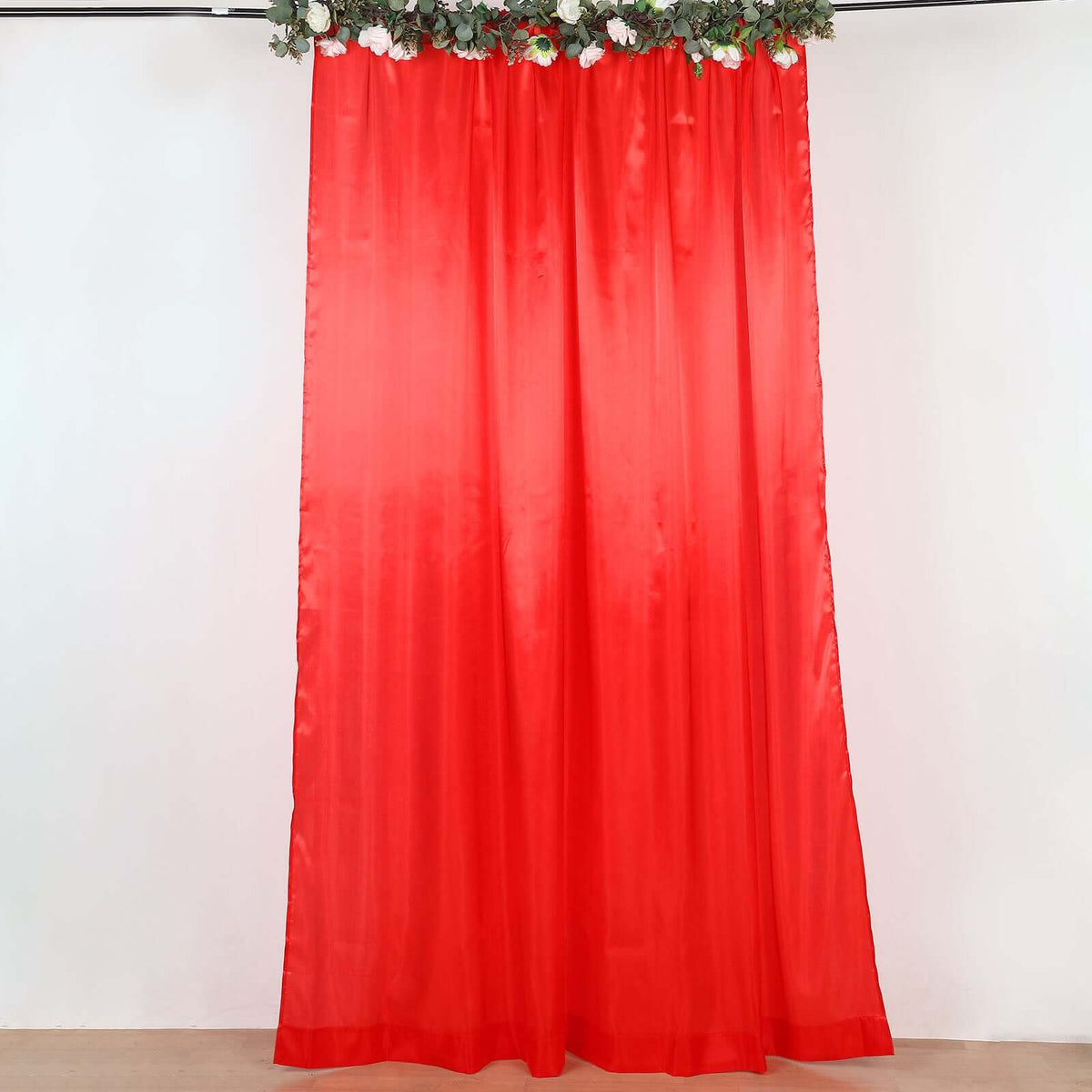 8ftx10ft Red Satin Event Curtain Drapes, Backdrop Event Panel