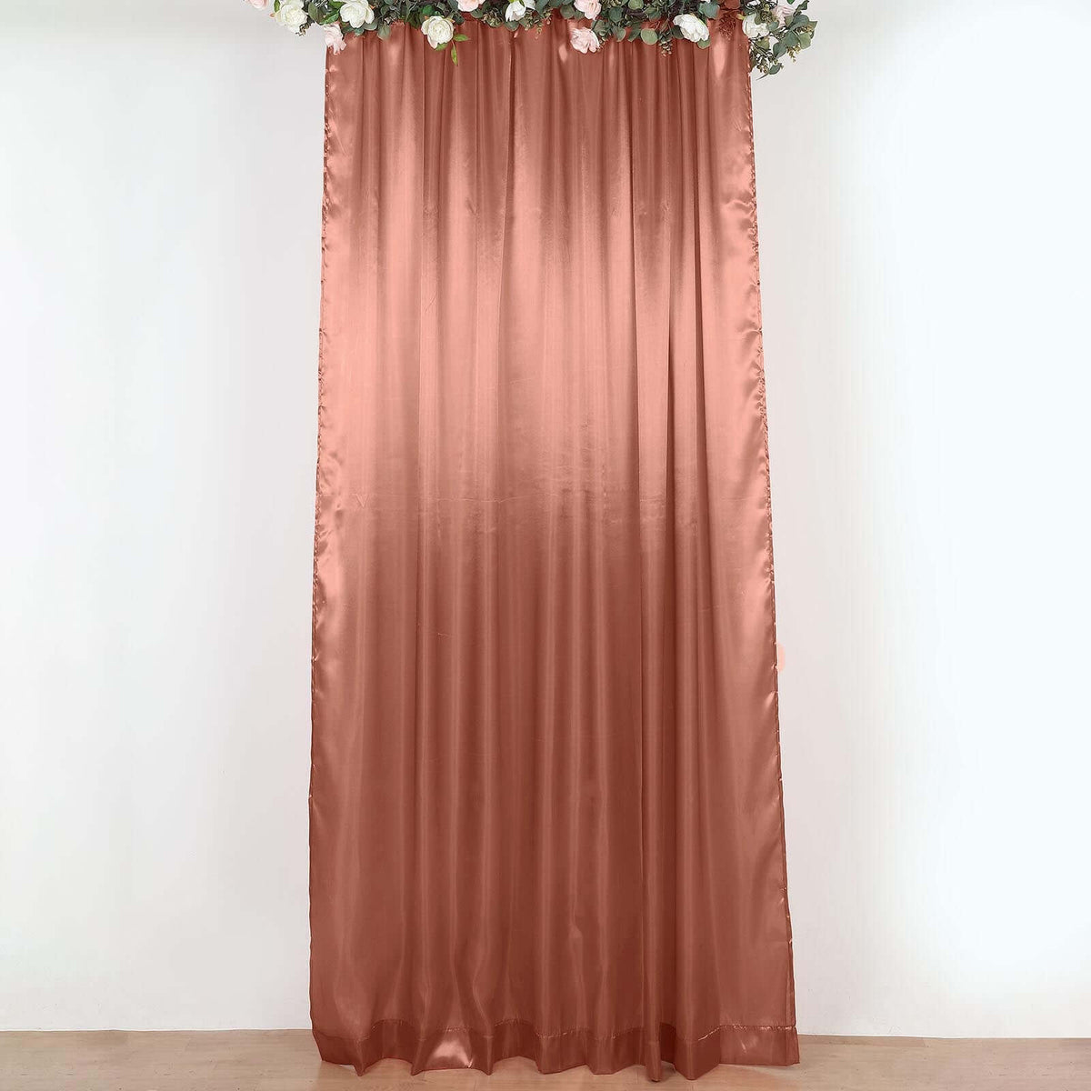 8ftx10ft Terracotta (Rust) Satin Event Curtain Drapes, Backdrop Event Panel