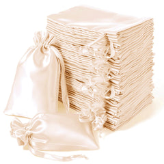 60 Pack 5"x7" Peach Satin Drawstring Wedding Party Favor Gift Bags
