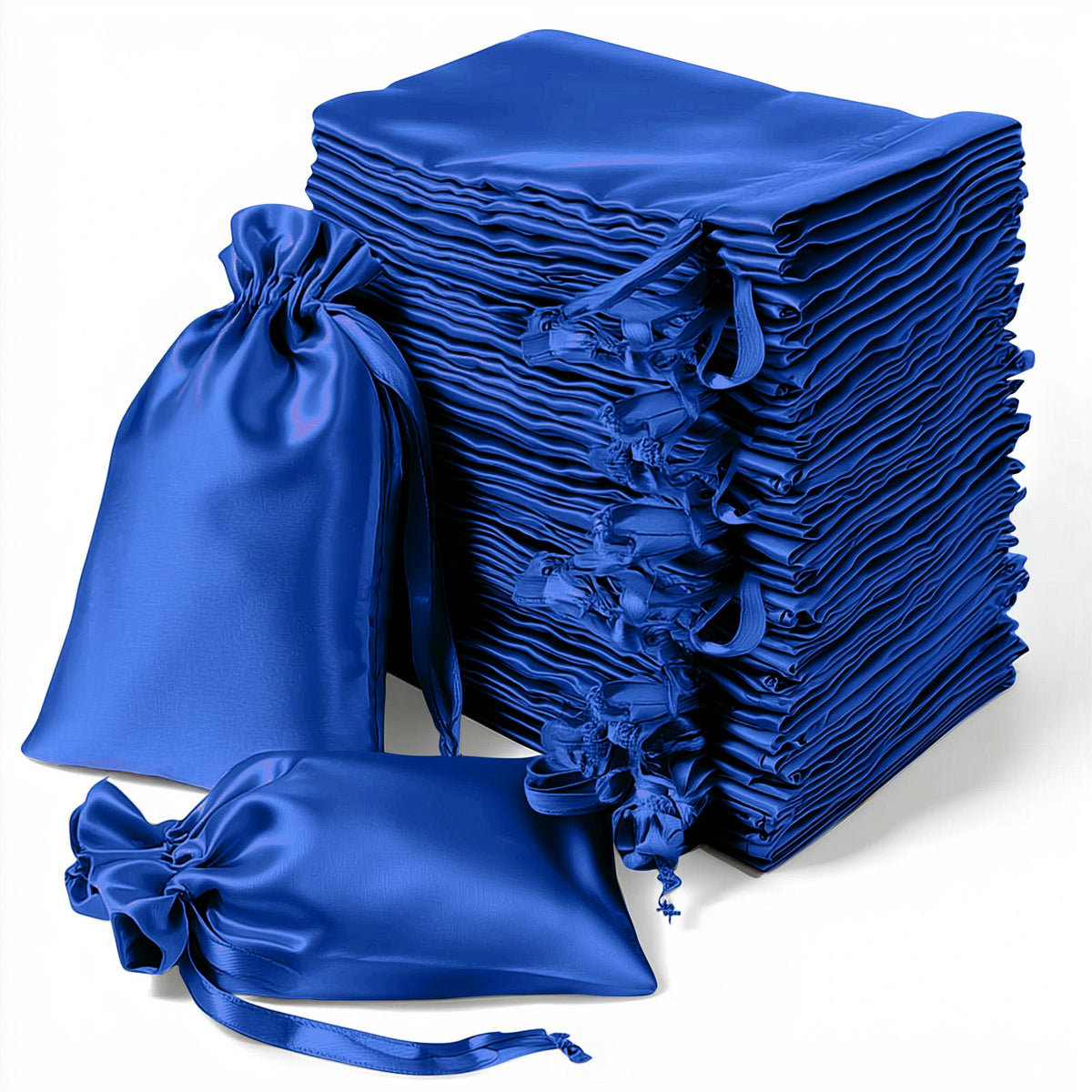 60 Pack 5"x7" Royal Blue Satin Drawstring Wedding Party Favor Gift Bags