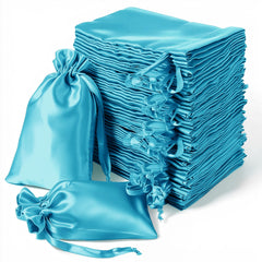 60 Pack 5"x7" Turquoise Satin Drawstring Wedding Party Favor Gift Bags
