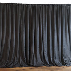 Black Chiffon Polyester Event Curtain Drapes, Dual Layer Divider Backdrop Event Panel with Rod Pockets - 20ftx8ft