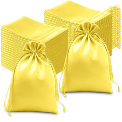 60 Pack 6"x9" Gold Satin Wedding Party Favor Bags, Drawstring Pouch Gift Bags
