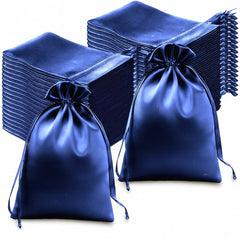 60 Pack 6"x9" Royal Blue Satin Wedding Party Favor Bags, Drawstring Pouch Gift Bags